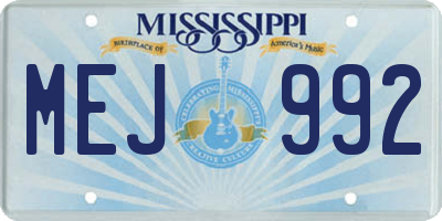 MS license plate MEJ992