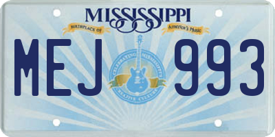 MS license plate MEJ993