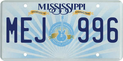 MS license plate MEJ996