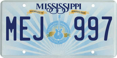 MS license plate MEJ997