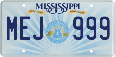 MS license plate MEJ999