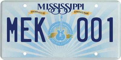MS license plate MEK001