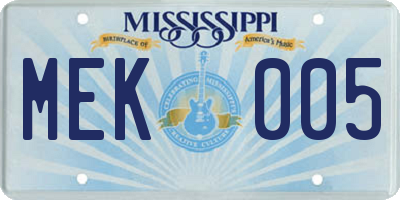 MS license plate MEK005