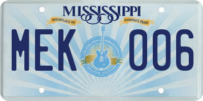 MS license plate MEK006