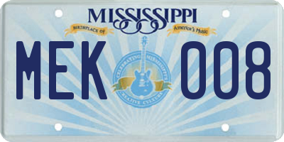 MS license plate MEK008