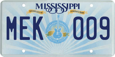 MS license plate MEK009