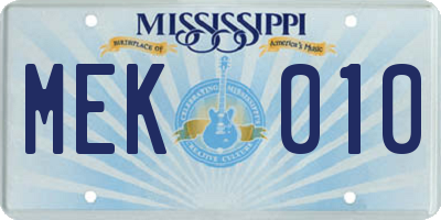 MS license plate MEK010