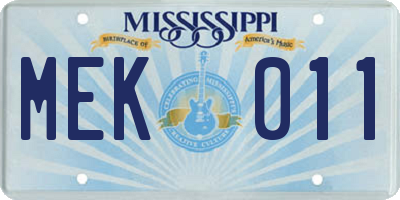 MS license plate MEK011