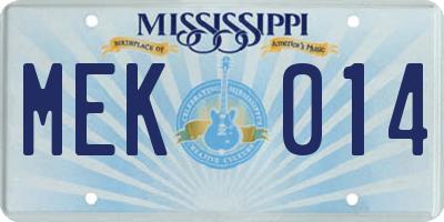MS license plate MEK014