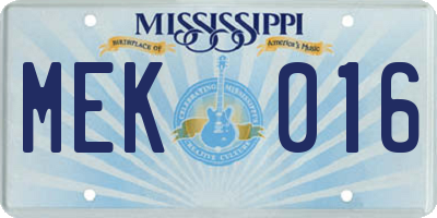 MS license plate MEK016