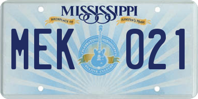 MS license plate MEK021