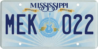MS license plate MEK022