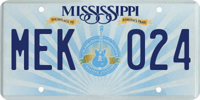 MS license plate MEK024
