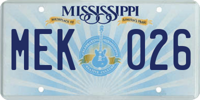 MS license plate MEK026