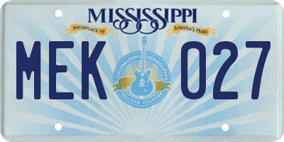 MS license plate MEK027