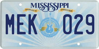 MS license plate MEK029