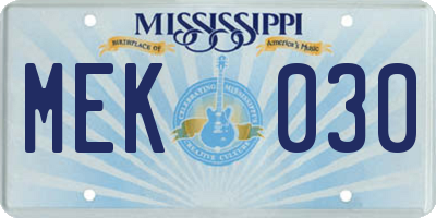 MS license plate MEK030
