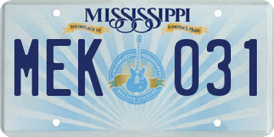 MS license plate MEK031