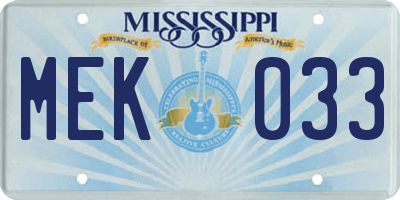 MS license plate MEK033