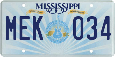 MS license plate MEK034