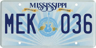 MS license plate MEK036