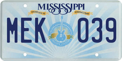 MS license plate MEK039