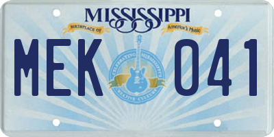 MS license plate MEK041