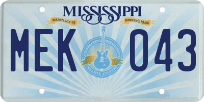 MS license plate MEK043