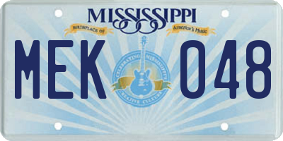 MS license plate MEK048