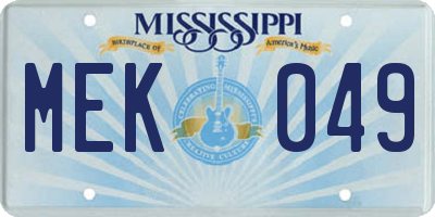 MS license plate MEK049