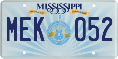 MS license plate MEK052