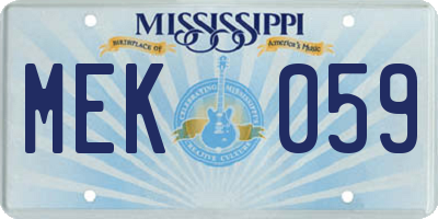 MS license plate MEK059