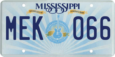 MS license plate MEK066