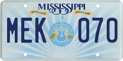MS license plate MEK070