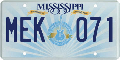 MS license plate MEK071