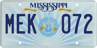 MS license plate MEK072