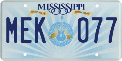 MS license plate MEK077