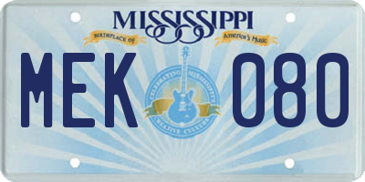 MS license plate MEK080