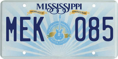 MS license plate MEK085