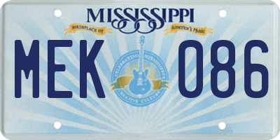 MS license plate MEK086