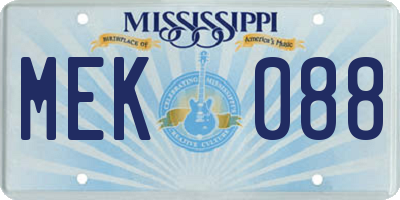 MS license plate MEK088