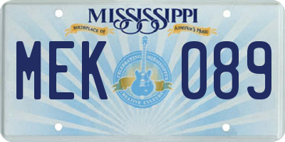 MS license plate MEK089