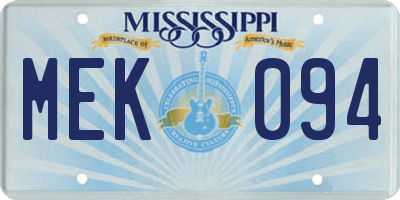 MS license plate MEK094