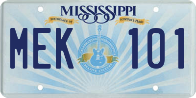 MS license plate MEK101