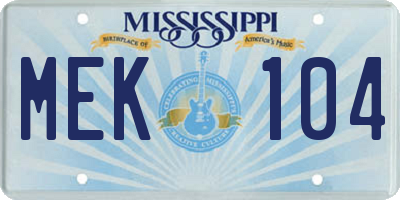 MS license plate MEK104