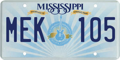 MS license plate MEK105