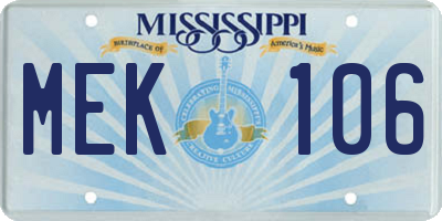 MS license plate MEK106