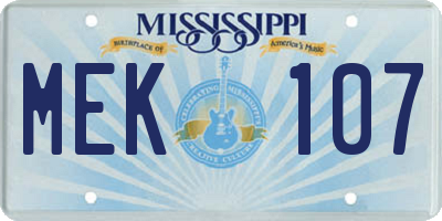 MS license plate MEK107