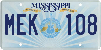 MS license plate MEK108