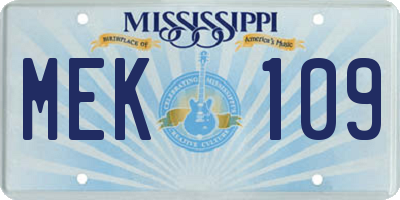 MS license plate MEK109